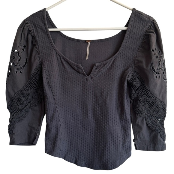 Free People Brunch Date Henley in Metal Stiletto (Gray), Size XS - Picture 4 of 9